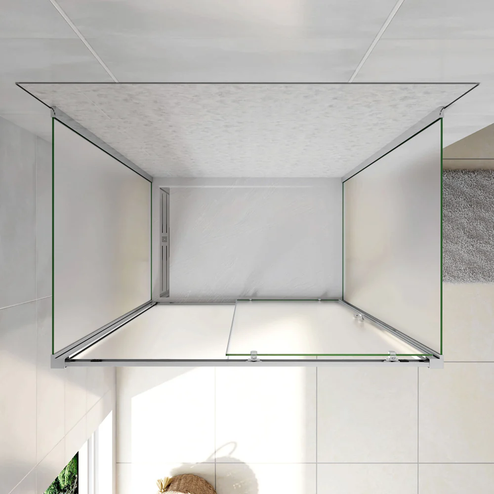120cm Box Doccia a Tre Lati Porta Scorrevole con 2 Parete Fissa Vetro Temperato 5mm Satinato Opaco H.185cm - Image 5