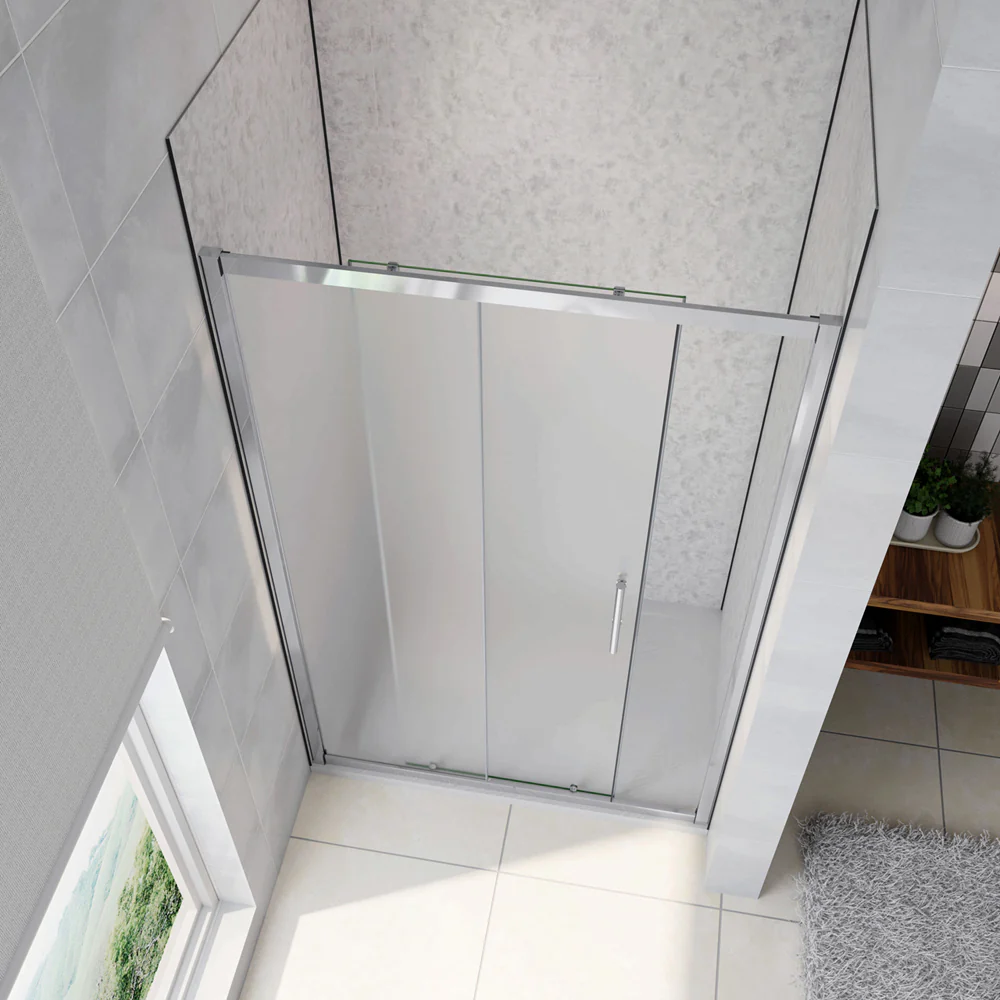 185cm Porta Doccia Per Nicchia Anta Scorrevole Ingresso Laterale In Vetro Temperato 5mm Satinato Opaco - Image 3