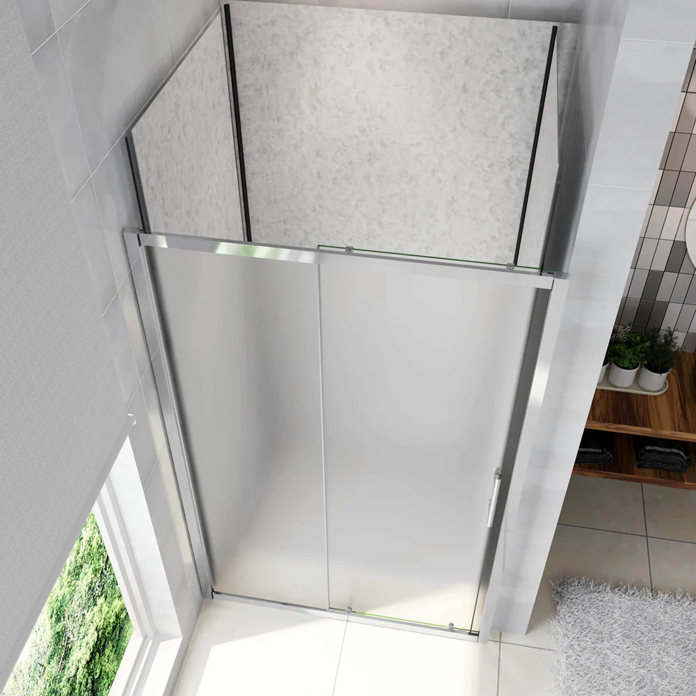 185cm Porta Doccia Per Nicchia Anta Scorrevole Ingresso Laterale In Vetro Temperato 5mm Satinato Opaco - Image 4