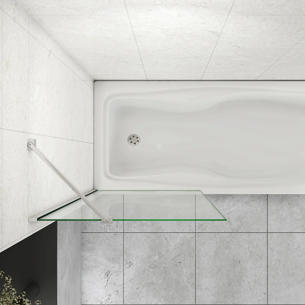 140cm Sopravasca WALK IN Parete Fissa Doccia Per Vasca Pannello Singolo Vetro Temperato 6mm Trasparente Anticalcare Cromato Lucido - Image 5
