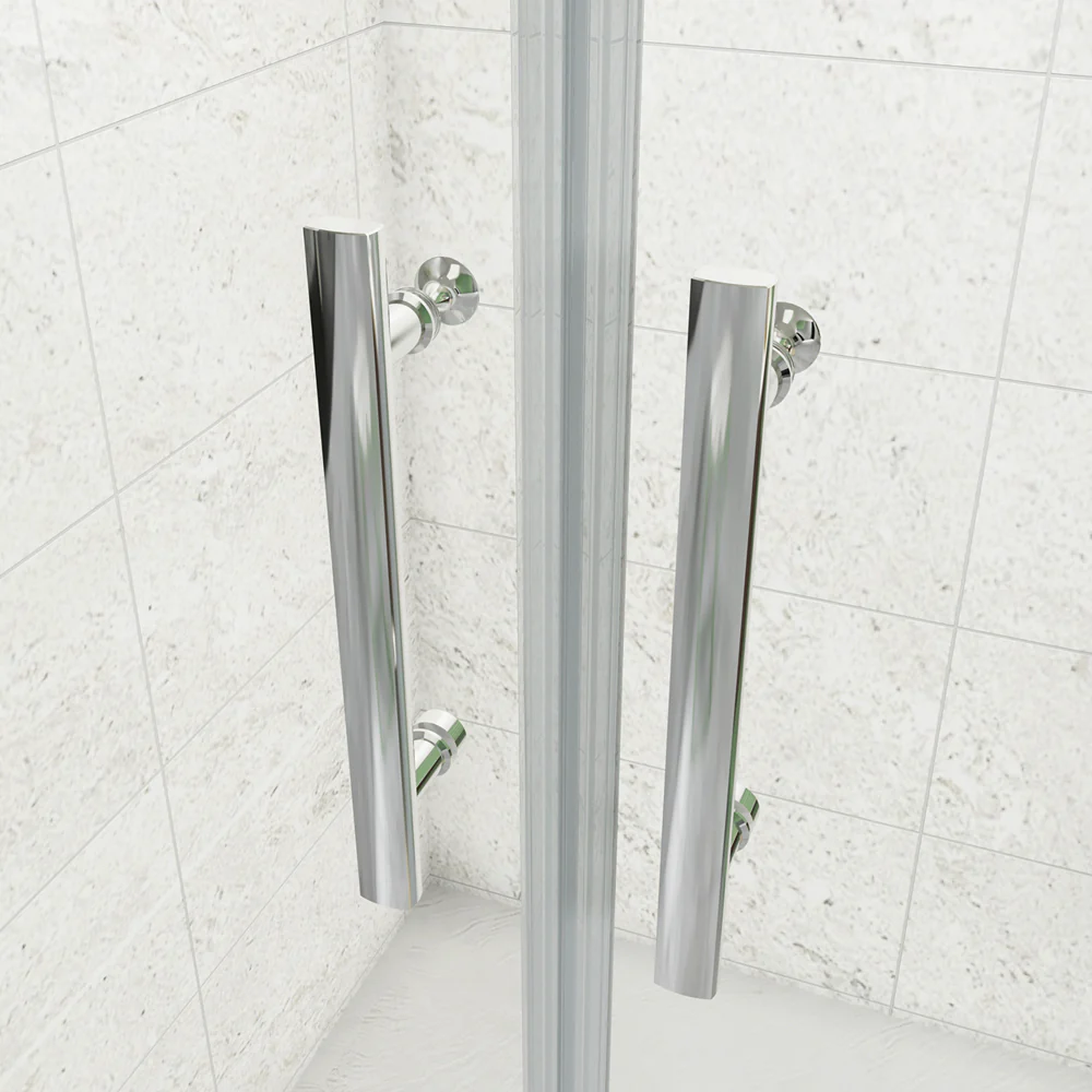 185cm Box Doccia a Tre Lati Porta Battente Saloon Doppia Parete Fissa Vetro da 6mm Temperato Anticalcare Barra Stabilizzatrice 45cm Cromo Lucido - Image 4