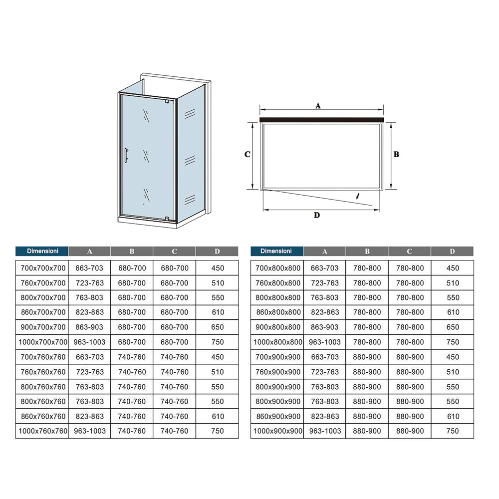 185cm Box Doccia a Tre Lati Porta Girevole Battente con Doppia Parete Fissa Vetro Temperato Trasparente 5mm Profilo Cromo Lucido - Image 9