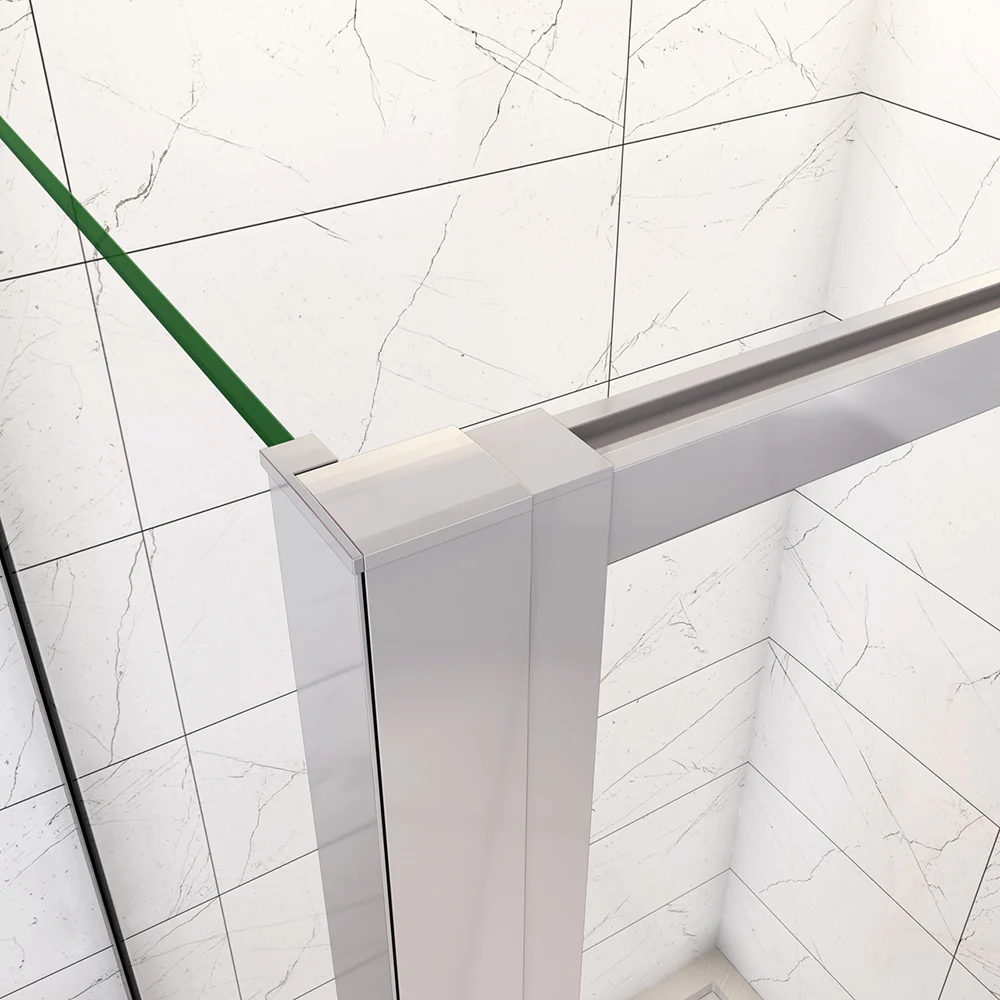 185cm Box Doccia Angolare Porta Girevole Battente con Parete Fissa in Vetro Temperato Trasparente 5mm Profilo Cromo Lucido - Image 6