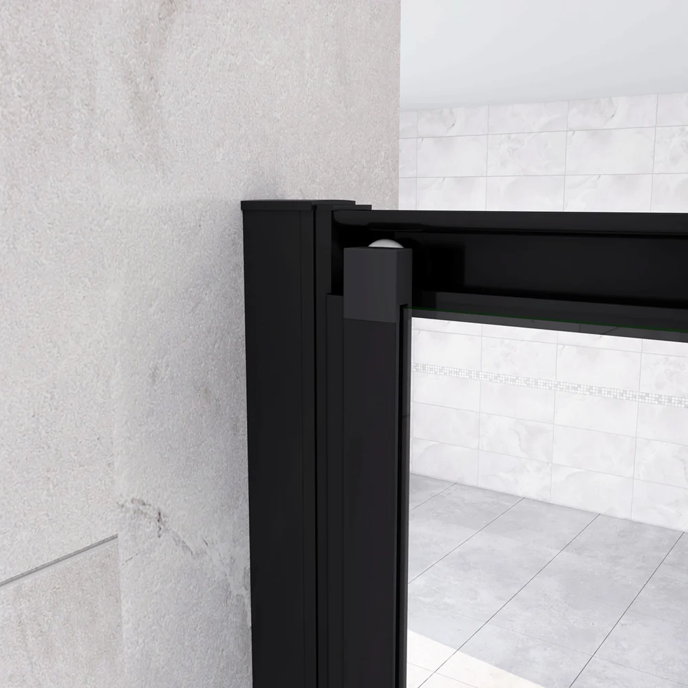 185cm Box Doccia per Nicchia Porta a Soffietto Vetro Temperato 5mm Trasparente Profilo Nero Opaco - Image 5