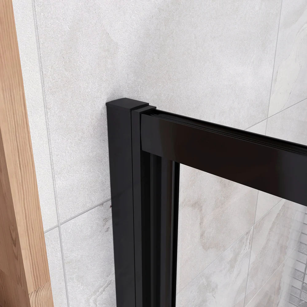185cm Box Doccia per Nicchia Porta a Soffietto Vetro Temperato 5mm Trasparente Profilo Nero Opaco - Image 6
