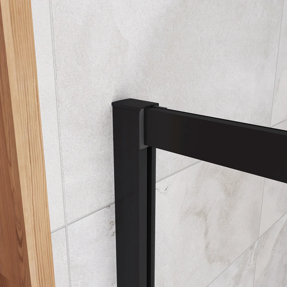 185cm Box Doccia Per Nicchia Porta Scorrevole Ingresso Laterale in Vetro 5mm Temperato Trasparente Profilo Nero Opaco - Image 8