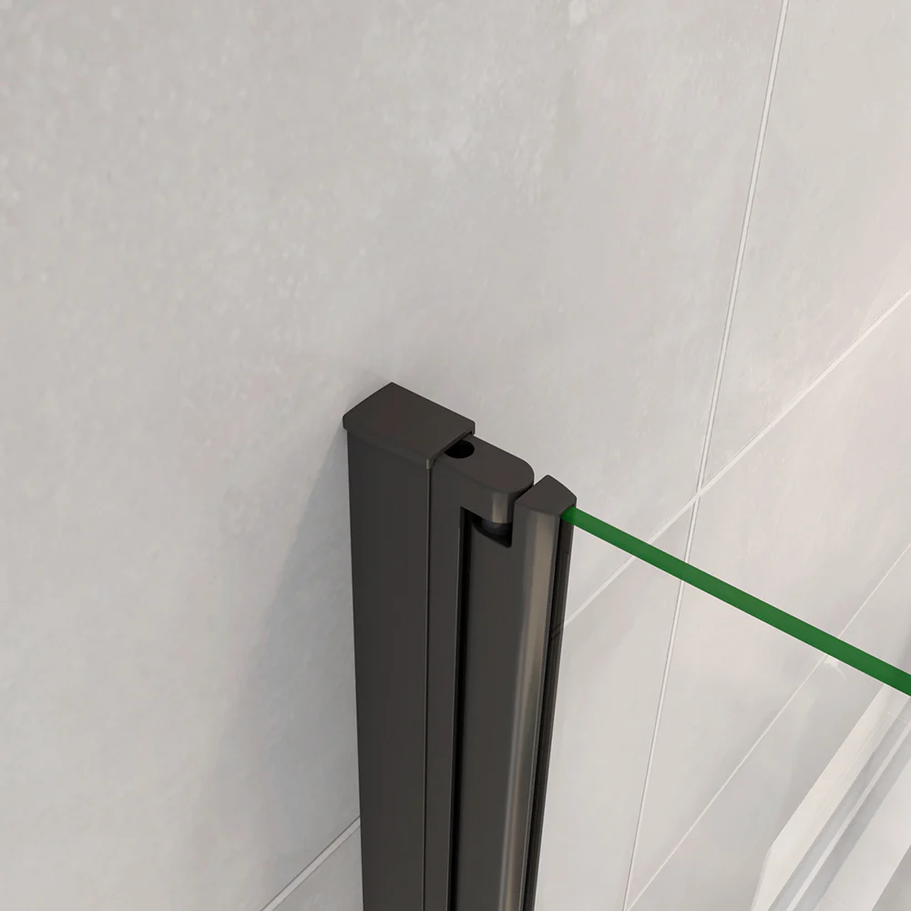 190cm Box Doccia Angolare Porta Battente Pieghevole con Parete Fissa in Vetro Temperato 5mm Anticalcare Barra Stabilizzatrice da 90cm Nera Opaca - Image 6