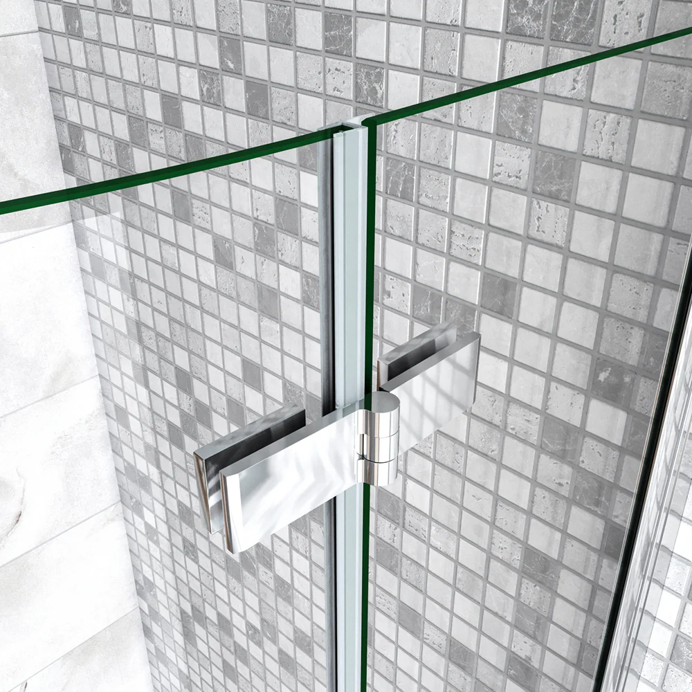 195 cm Box Doccia Semicircolare Porte Battenti e Ante Pieghevoli in Vetro Temperato 6mm Anticalcare Trasparente Profilo Cromo Lucido - Image 7