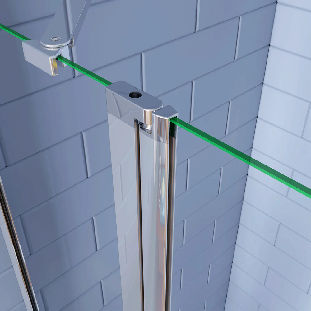 195cm Box Doccia Angolare Porta Battente con Parete Fissa in Vetro Temperato  6mm Anticalcare e 2 Barre Stabilizzatrici Telaio Cromo Lucido - Image 6