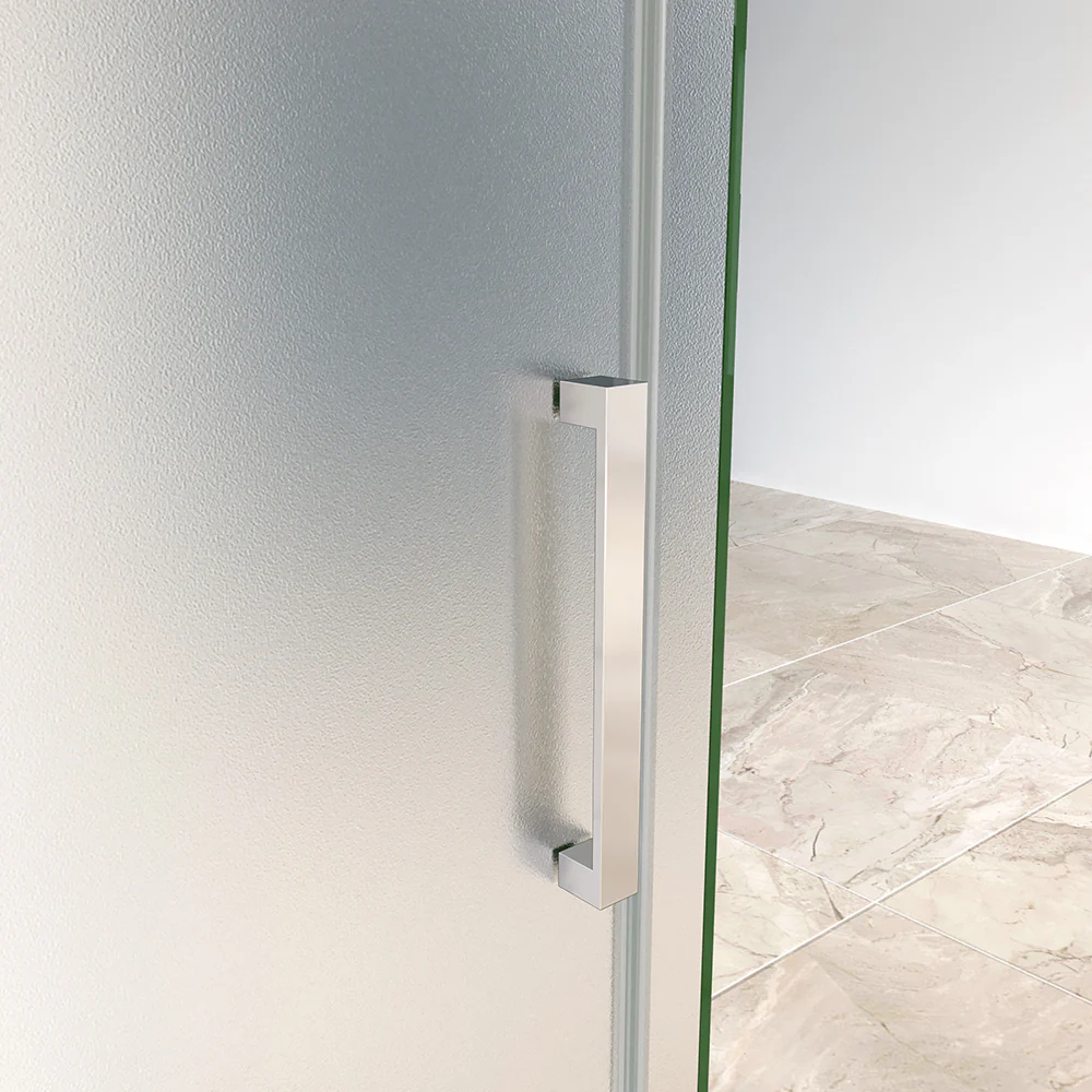 195cm Box Doccia Angolare Porta Scorrevole Ingresso Destro con Parete Fissa 80cm in Vetro da 8mm Temperato Satinato Cromo Lucido - Image 5