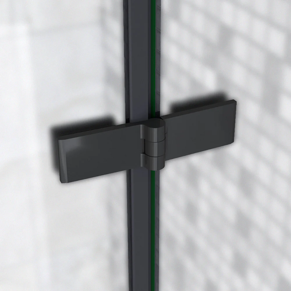 195cm Box Doccia Semicircolare Apertura Battente Vetro 6mm Temperato Satinato Anticalcare con 2 Barre Stabilizzatrici Telai in Nero Opaco - Image 9