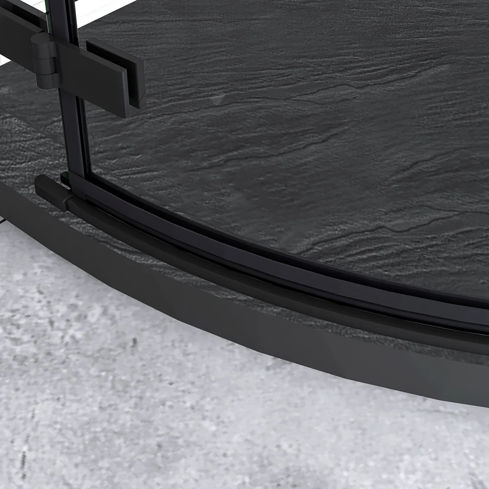 195cm Box Doccia Semicircolare Doppia Porta Battente Vetro 6mm Temperato Trasparente Easyclean, Barra Stabilizzatrice e Telai in Nero Opaco - Image 8