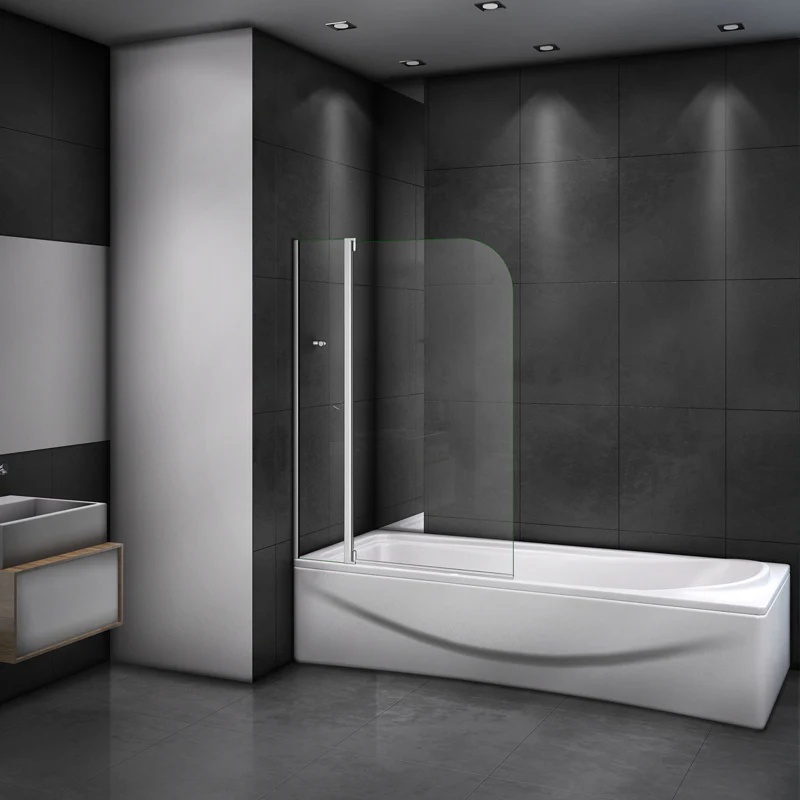 Aica 100X140cm Sopravasca Parete Vasca Apribile Barra Stabilizzatrice Vetro Temperato 4 mm Telaio Con Processo Di Elettroforesi