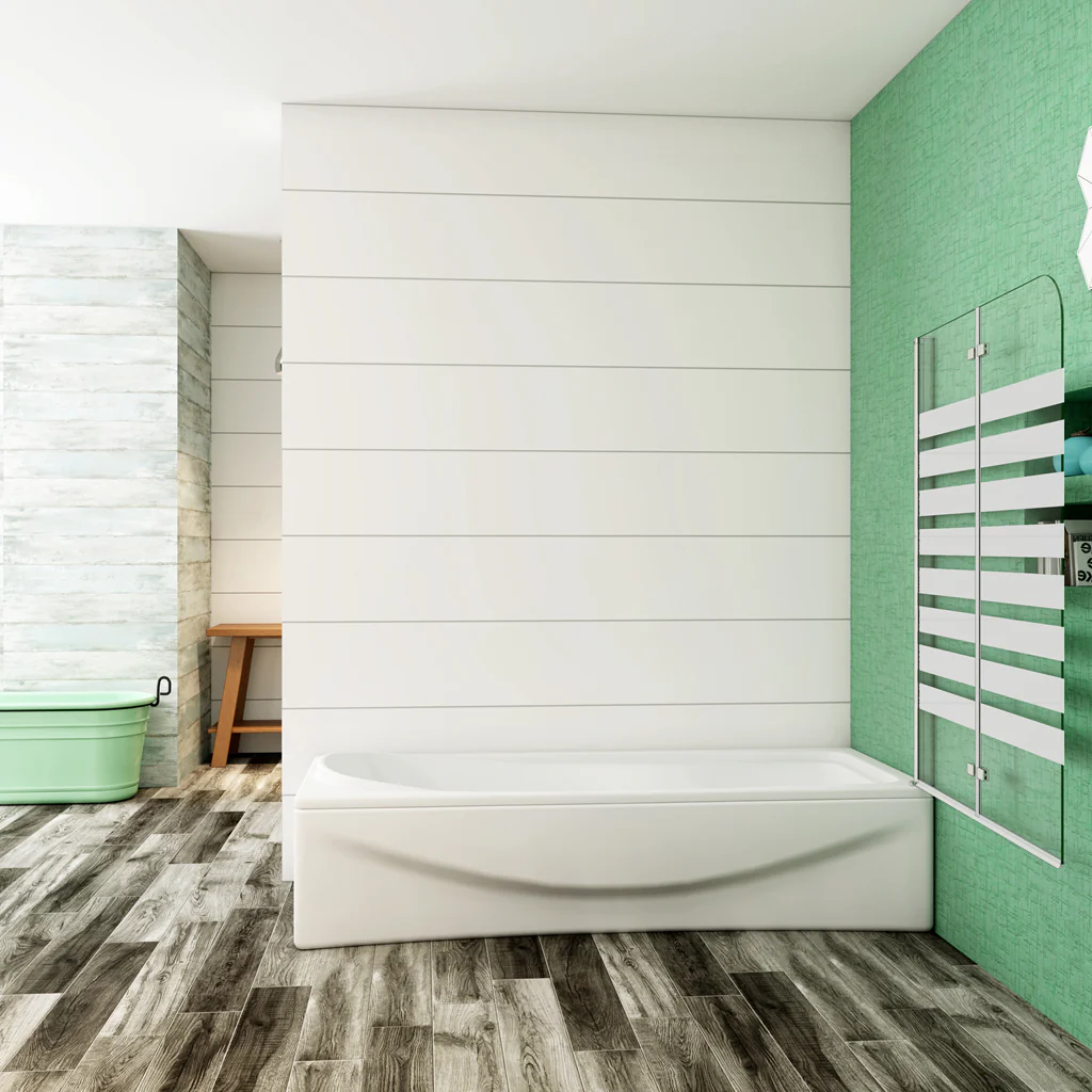 Aica 140 cm Sopravasca da Bagno Due Ante Mobili verso Sinistro/Destro Vetro 6mm Temperato Anticalcare Fascie Centrali in Serigrafato Bianco Opaco - Image 11