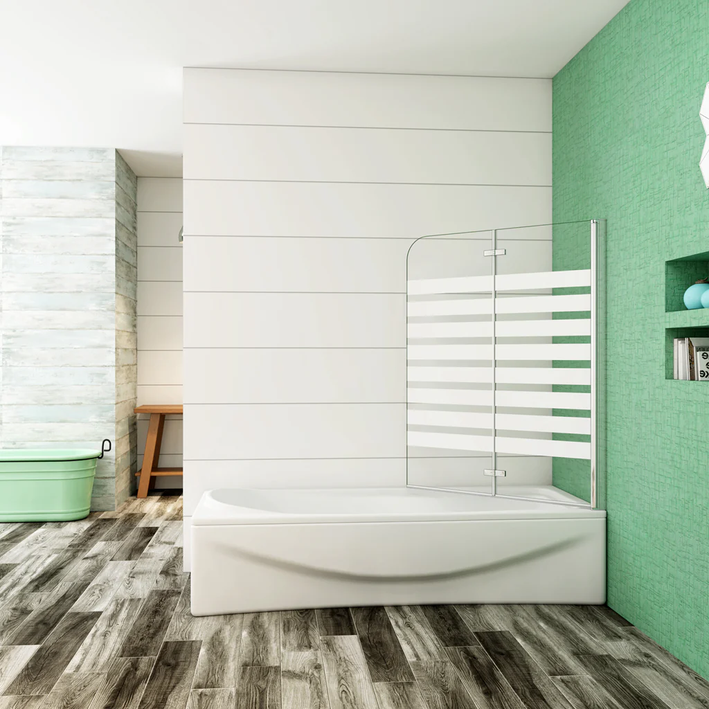 Aica 140 cm Sopravasca da Bagno Due Ante Mobili verso Sinistro/Destro Vetro 6mm Temperato Anticalcare Fascie Centrali in Serigrafato Bianco Opaco - Image 12