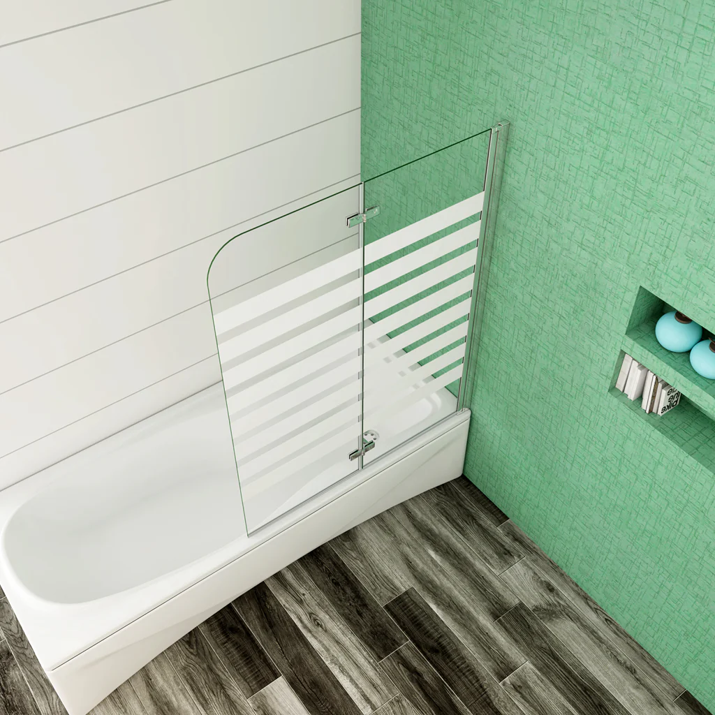 Aica 140 cm Sopravasca da Bagno Due Ante Mobili verso Sinistro/Destro Vetro 6mm Temperato Anticalcare Fascie Centrali in Serigrafato Bianco Opaco - Image 14