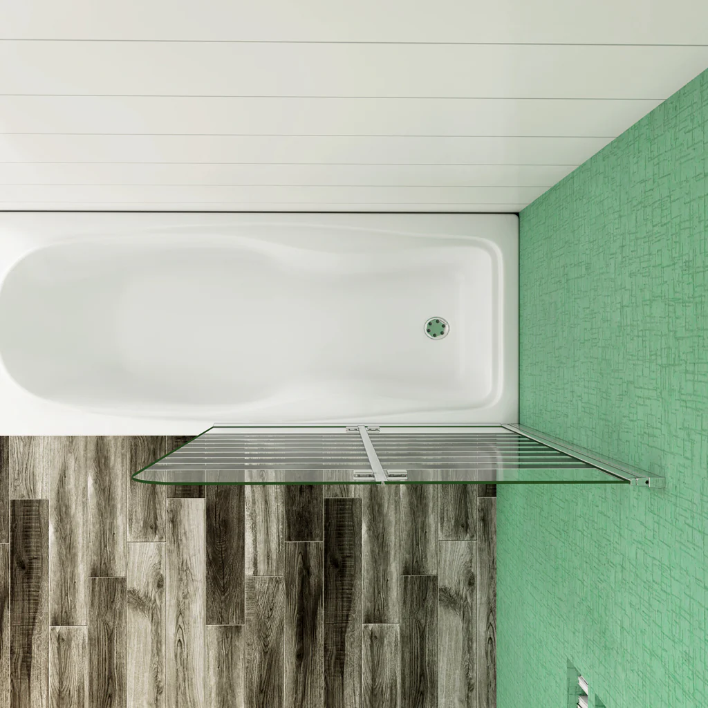 Aica 140 cm Sopravasca da Bagno Due Ante Mobili verso Sinistro/Destro Vetro 6mm Temperato Anticalcare Fascie Centrali in Serigrafato Bianco Opaco - Image 15