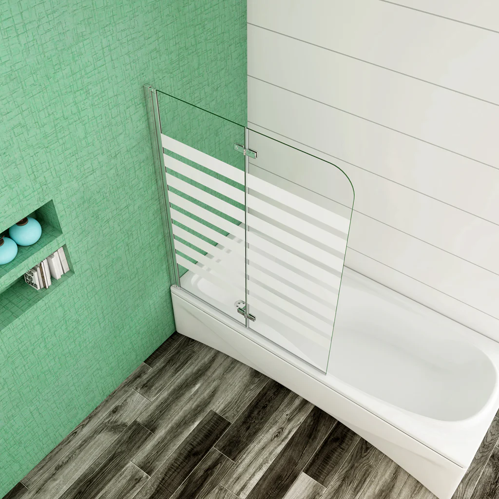 Aica 140 cm Sopravasca da Bagno Due Ante Mobili verso Sinistro/Destro Vetro 6mm Temperato Anticalcare Fascie Centrali in Serigrafato Bianco Opaco - Image 5
