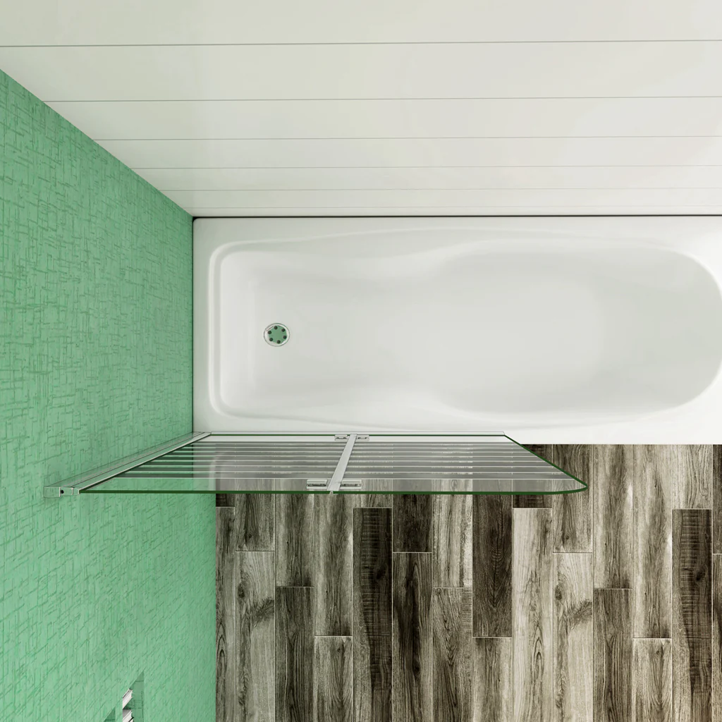 Aica 140 cm Sopravasca da Bagno Due Ante Mobili verso Sinistro/Destro Vetro 6mm Temperato Anticalcare Fascie Centrali in Serigrafato Bianco Opaco - Image 6