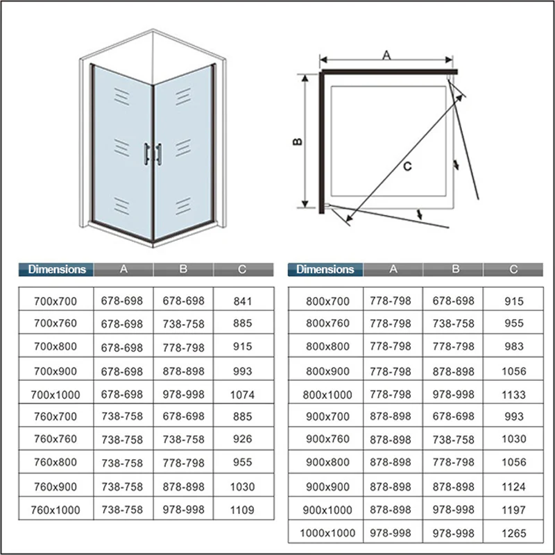 Aica 185 cm Box Doccia Angolare Doppie Porte Battenti Vetro Temperato 6 mm Anticalcare Trasparente - Image 8