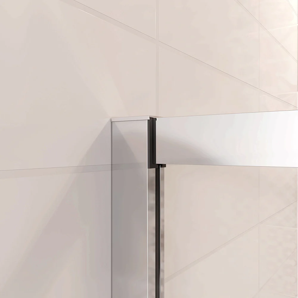 Aica 185 cm Box Doccia Angolare Porta Scorrevole con Parete Fissa Vetro Temperato 5 mm Trasparente Telaio Cromato Lucido - Image 8