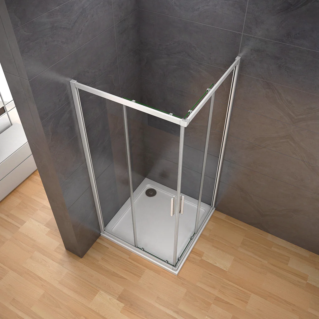 Aica 185 cm Box Doccia Angolare Porte Scorrevoli Vetro Temperato 5 mm Trasparente Telaio in alluminio di Elettroforesi Opaco - Image 5
