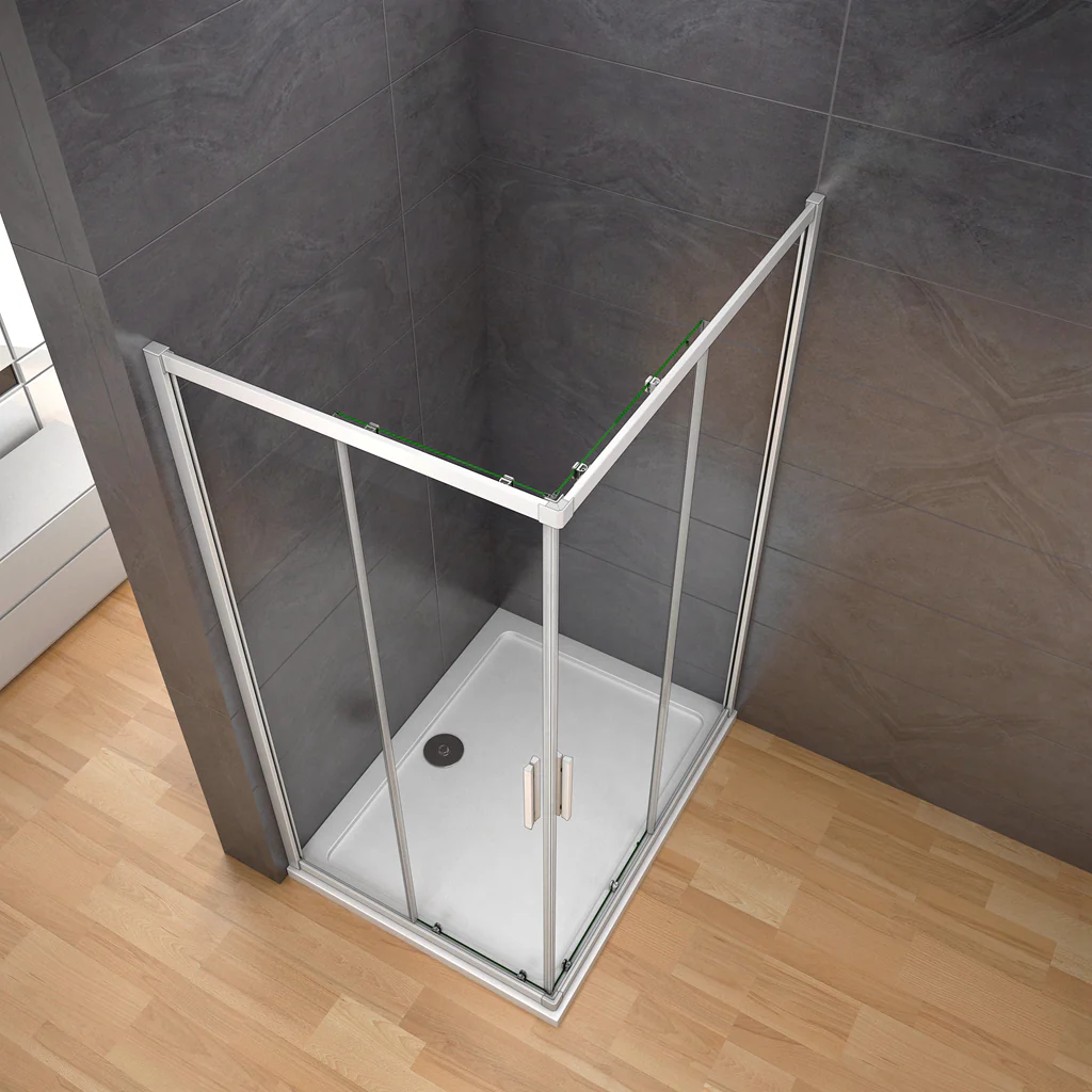 Aica 185 cm Box Doccia Angolare Porte Scorrevoli Vetro Temperato 5 mm Trasparente Telaio in alluminio di Elettroforesi Opaco - Image 6