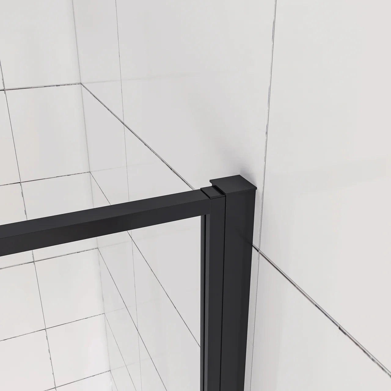 Aica 185 cm Box Doccia per Nicchia Porta Battente Verso Esterno in Vetro Temperato Trasparente Anticalcare 6 mm Profilo Nero Opaco - Image 5