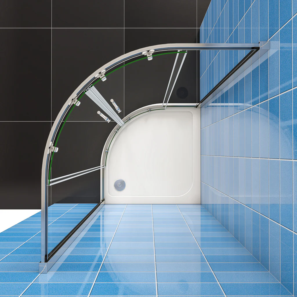 AICA 185 cm Box Doccia Semicircolare Porte Scorrevoli Vetro Temperato 6 mm Trasparente Anticalcare Telaio Cromato Lucido - Image 5