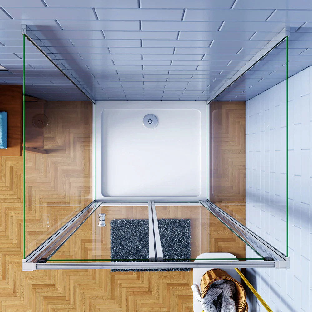 Aica 185cm Box Doccia a Tre Lati Porta a Soffietto con Doppia Parete Fissa in Vetro Temperato Trasparente 5mm Profilo Cromo Lucido - Image 5