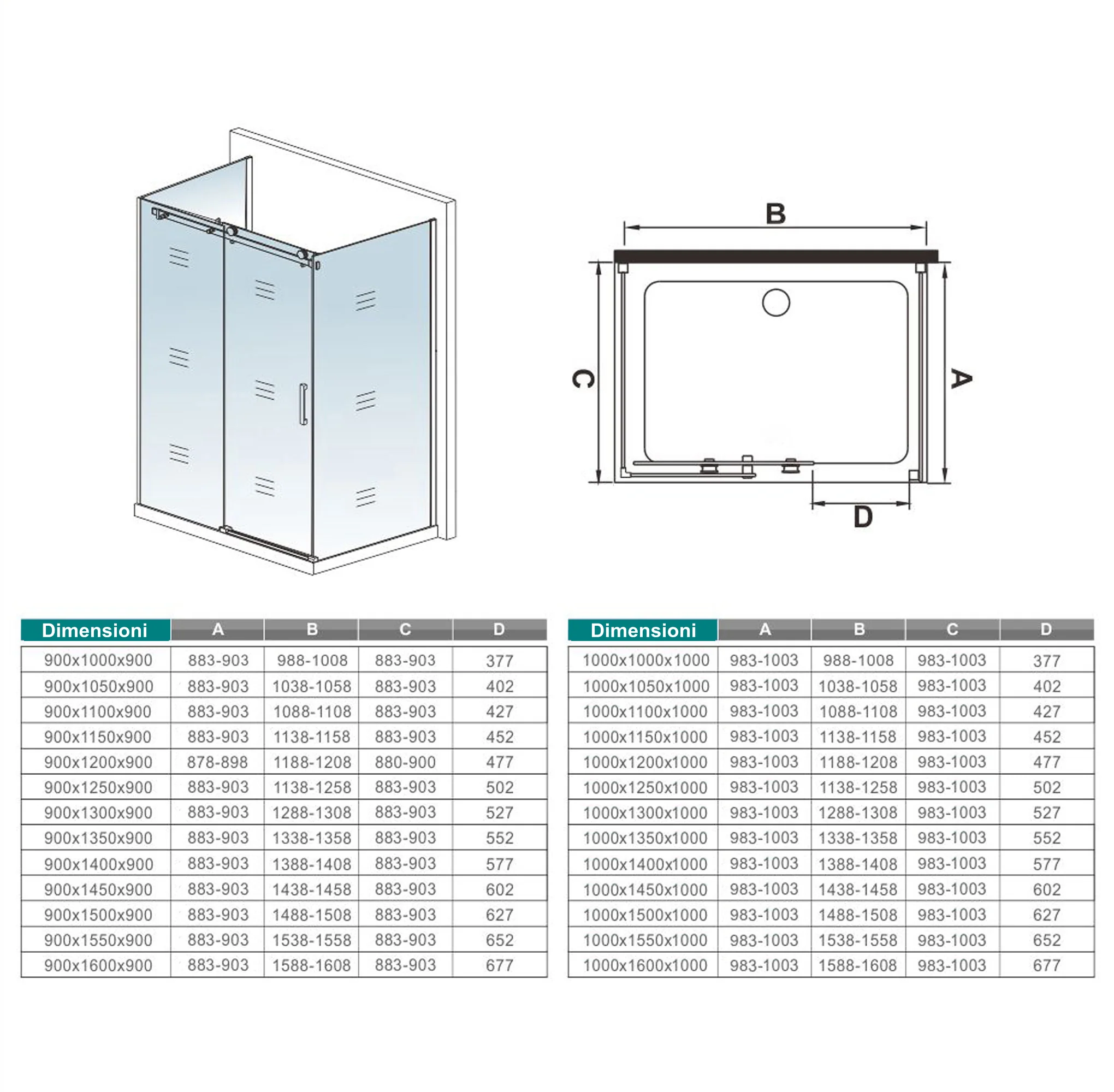 Aica 195 cm Box Doccia a Tre Lati Porta Scorrevole con Doppia Parete Laterale Vetro 8 mm Temperato Trasparente Anticalcare Telaio Cromato Lucido - Image 8