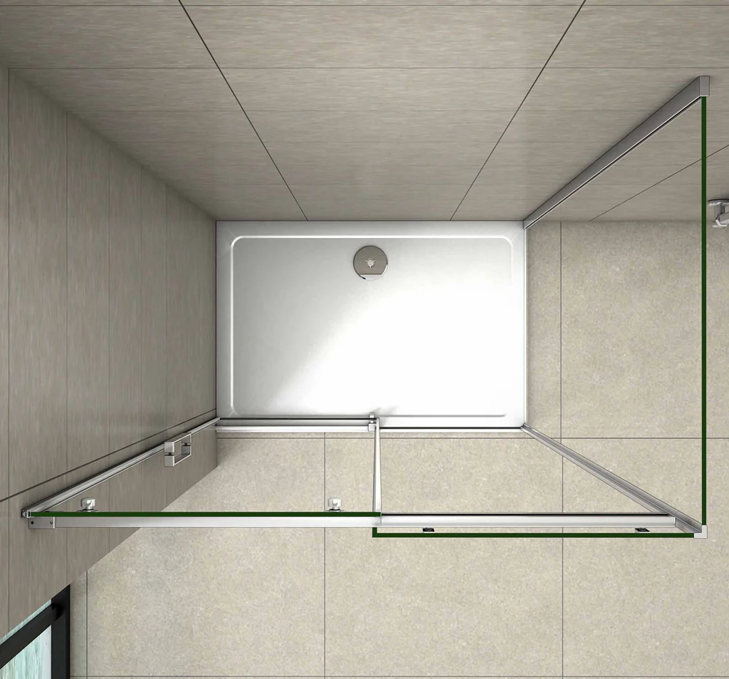Aica 195 cm Box Doccia Angolare Porta Scorrevole con Parete Fissa Vetro 8 mm Temperato Anticalcare Telaio in Alluminio Cromato Lucido - Image 5