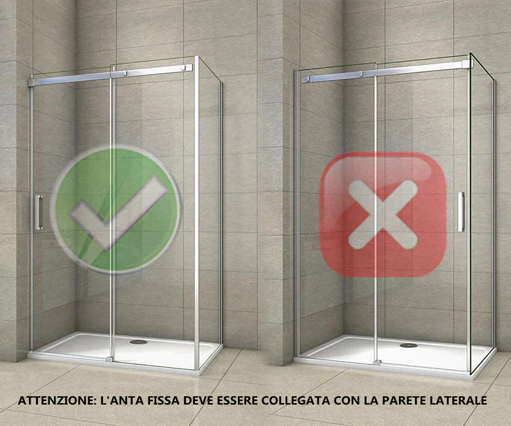Aica 195 cm Box Doccia Angolare Porta Scorrevole con Parete Fissa Vetro 8 mm Temperato Anticalcare Telaio in Alluminio Cromato Lucido - Image 8