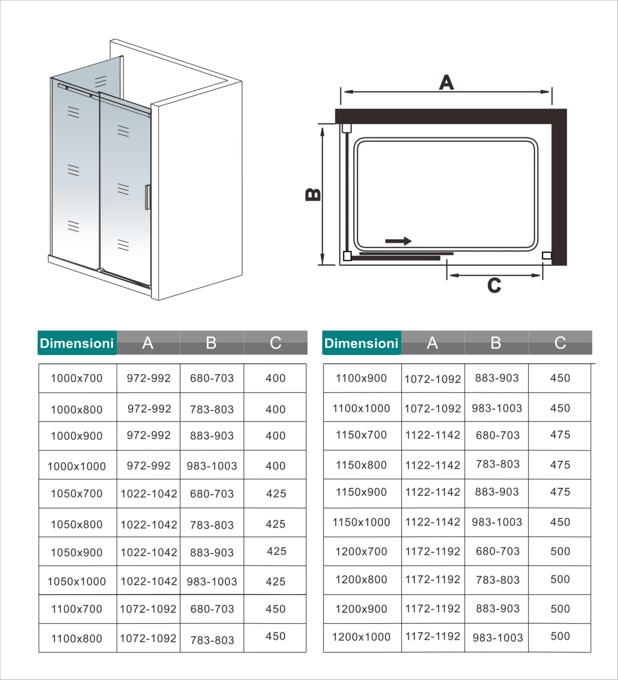 Aica 195 cm Box Doccia Angolare Porta Scorrevole con Parete Fissa Vetro 8 mm Temperato Anticalcare Telaio in Alluminio Cromato Lucido - Image 9