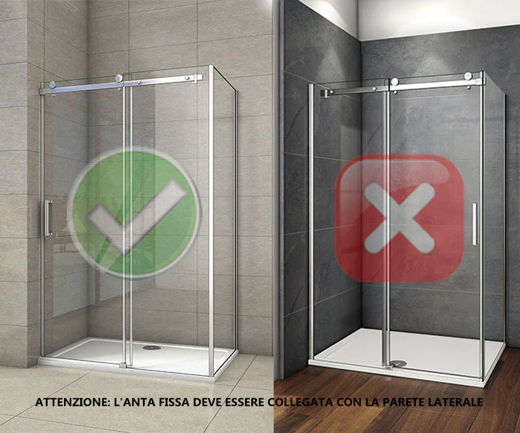 Aica 195 cm Box Doccia Angolare Porta Scorrevole con Parete Laterale Vetro 8 mm Temperato Trasparente Anticalcare Telaio Cromato Lucido - Image 7