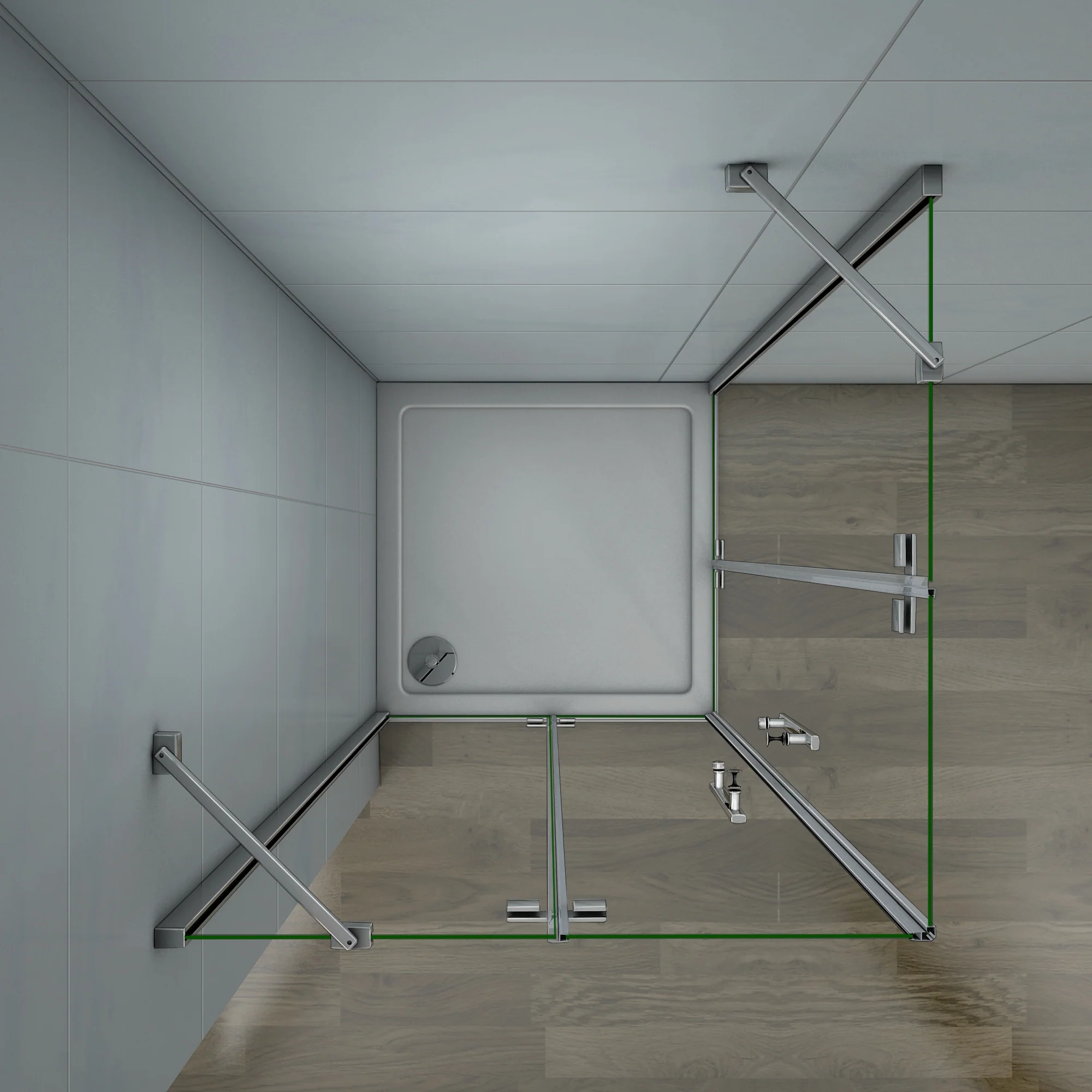 Aica 195 cm Box Doccia Doppie Porte Apertura Battente In Vetro 6 mm Temperato Anticalcare Trasparente con Barre Stabilizzatrici - Image 5