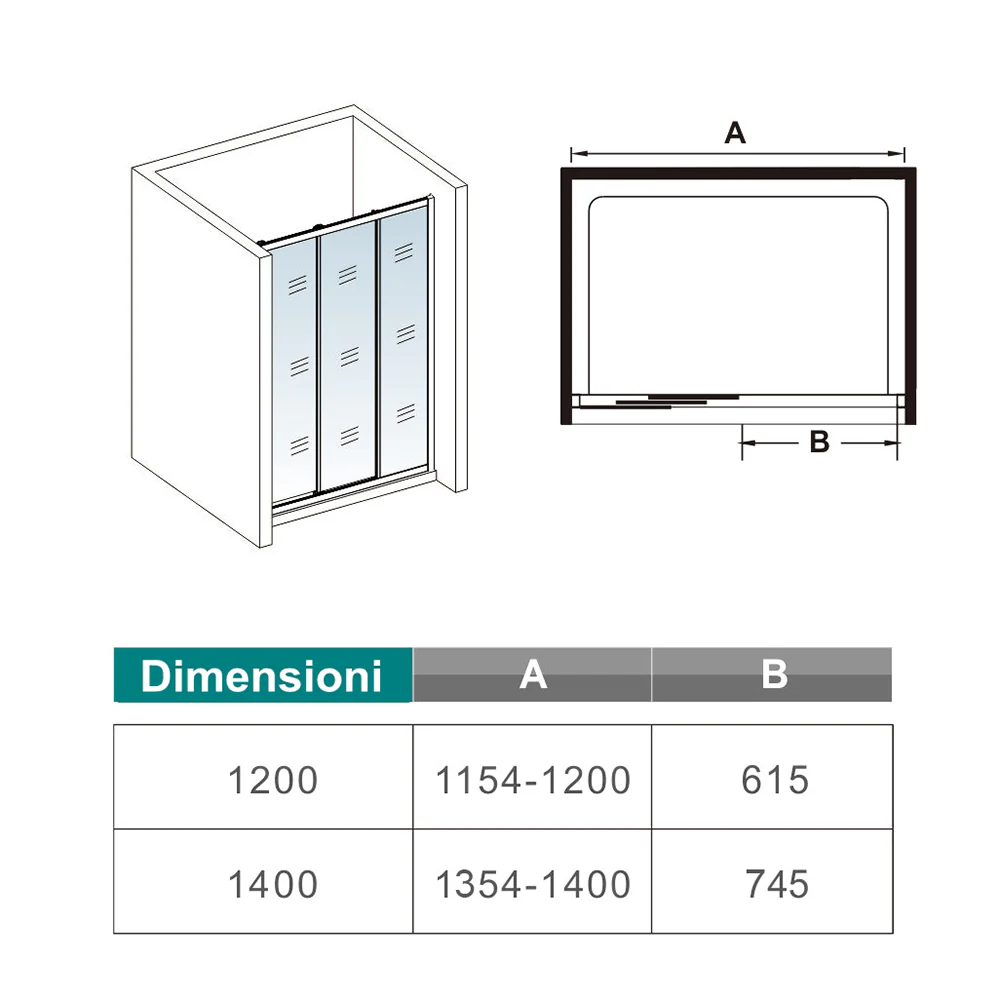 Aica 195 cm Box Doccia per Nicchia Porta Scorrevole ad Ante Sovrapposte Vetro Temperato 6 mm Trasparente Anticalcare Profili Cromati Lucidi - Image 12