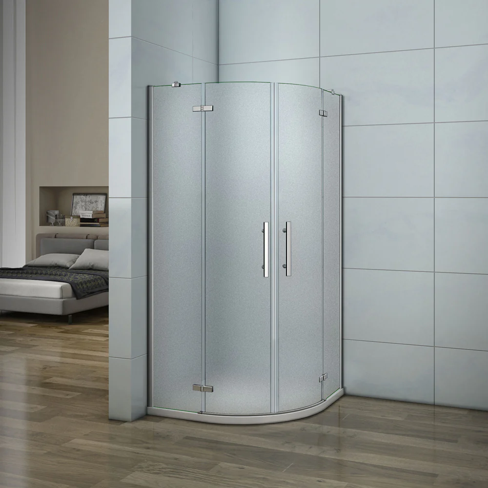 Aica 195 cm Box Doccia Semicircolare Vetro 6 mm Temperato Satinato/Opaco Anticalcare Con Barra Stabilizzatrice varie dimensioni