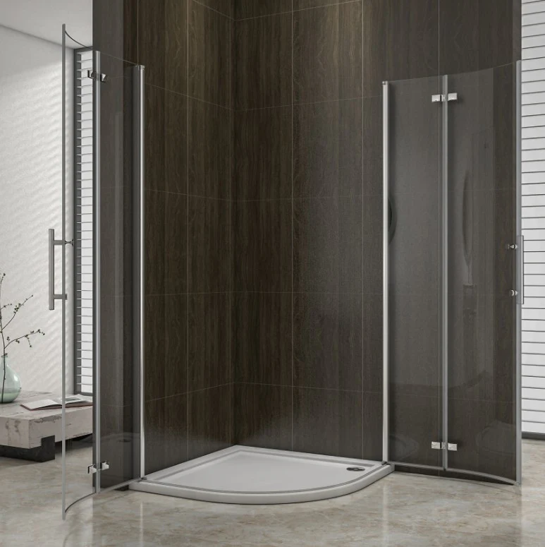 Aica 195 cm Box Doccia Semicircolare Due Porte Battenti Vetro temperato Trasparente Anticalcare 6mm Telaio Cromo Lucido varie dimensioni - Image 2