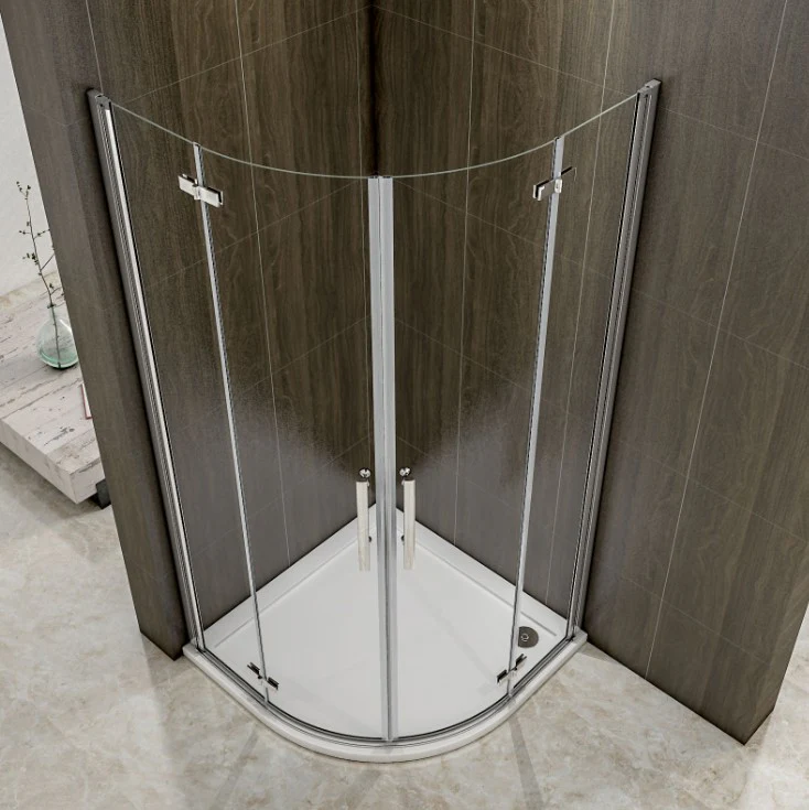 Aica 195 cm Box Doccia Semicircolare Due Porte Battenti Vetro temperato Trasparente Anticalcare 6mm Telaio Cromo Lucido varie dimensioni - Image 3