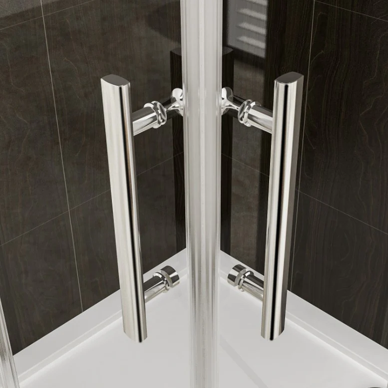 Aica 195 cm Box Doccia Semicircolare Due Porte Battenti Vetro temperato Trasparente Anticalcare 6mm Telaio Cromo Lucido varie dimensioni - Image 4