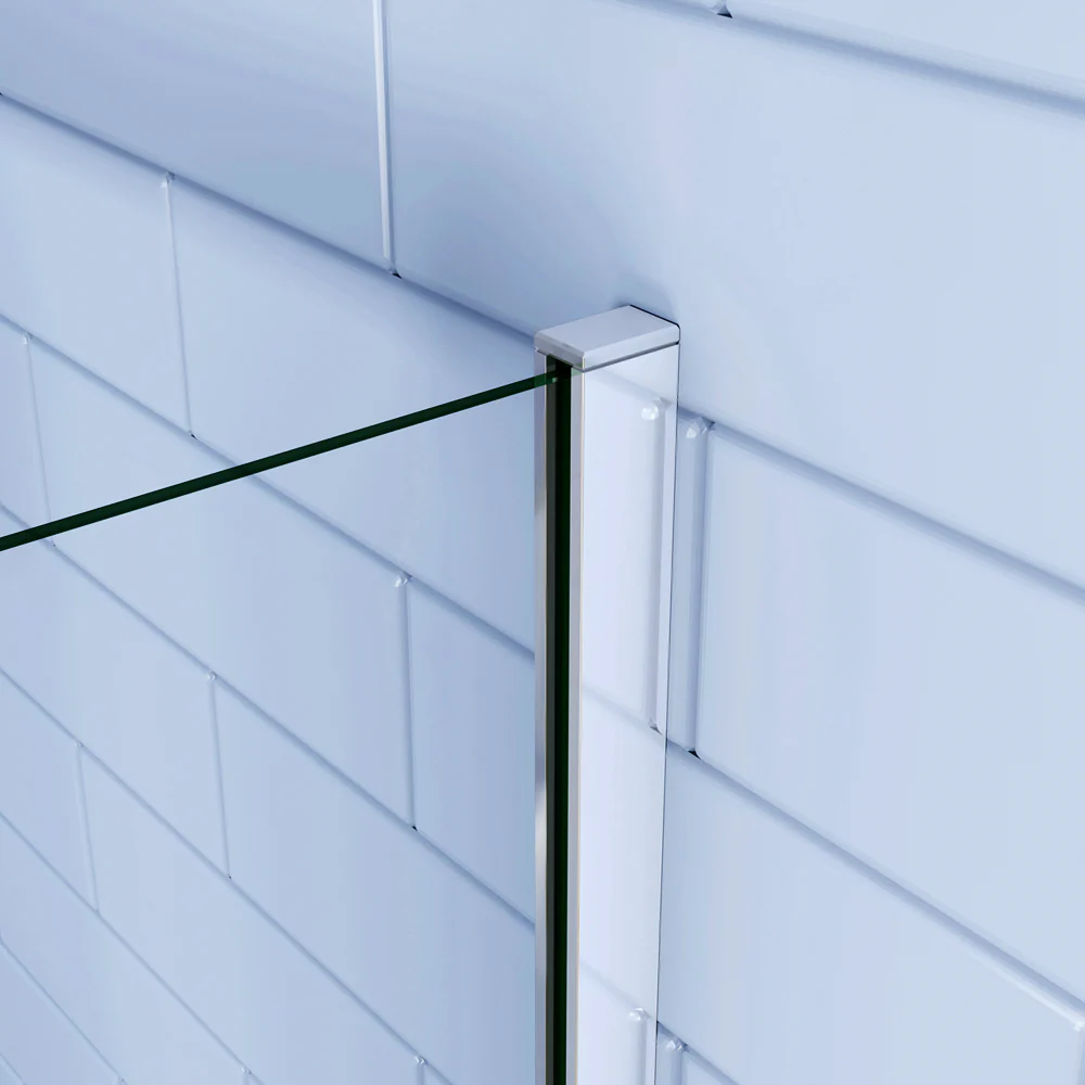 Aica 195cm Box Doccia Angolare Porta Battente con Parete Fissa Vetro 6mm Temperato Anticalcare Trasparente con 2 Barre Stabilizzatrici Cromo Lucido - Image 5