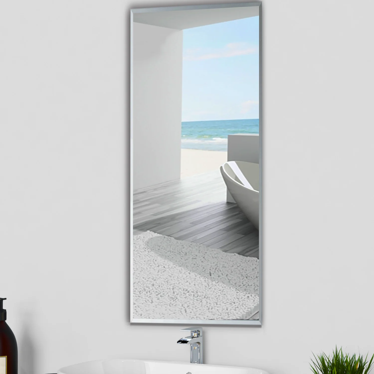 45×120cm Specchio Quadrato , Specchio Semplice, Vetro Ramato, IP44 - Image 2