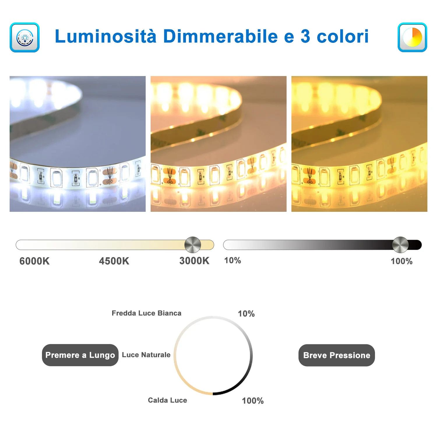 Aica Specchio Bagno Rotondo 70/80cm con LED, Tocco Intelligente, Anti-appannamento, Dimmerabile 3 Colori 3000K-6000K, Altoparlante Bluetooth, IP44 Impermeabile e Antiumidità, Certificazione CE, Retroilluminato - Image 5