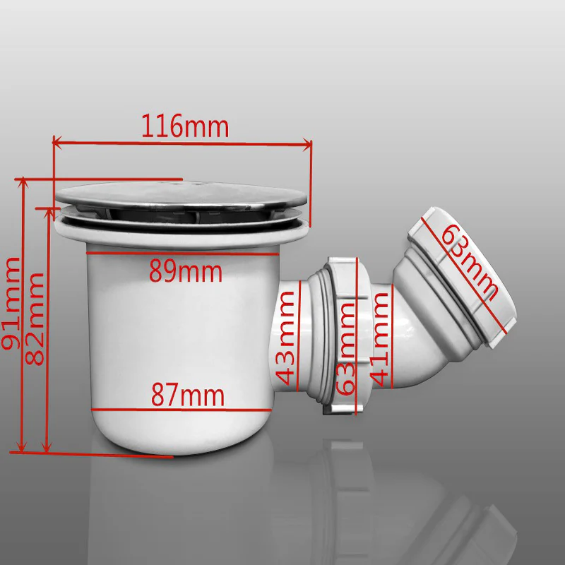 Sifone Pilettone Diametro 90 mm Coperchio In ABS Cromato Lucido+Tubo Di Scarico Regolabile Per Piatto Doccia Aica - Image 5