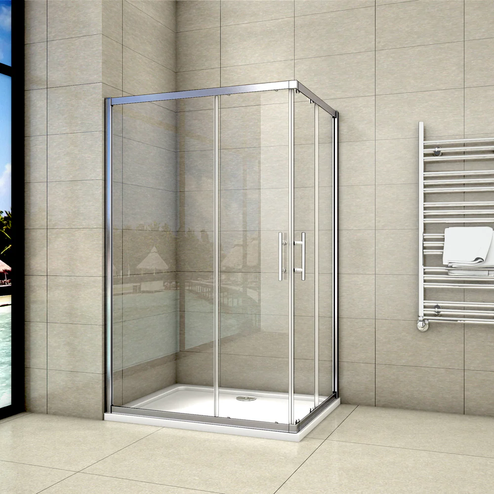 Aica 195 cm Box Doccia Angolare Doppie Porte Scorrevoli In Vetro 6mm Temperato Anticalcare Trasparente e Telaio Cromo Lucido varie dimensioni - Image 12