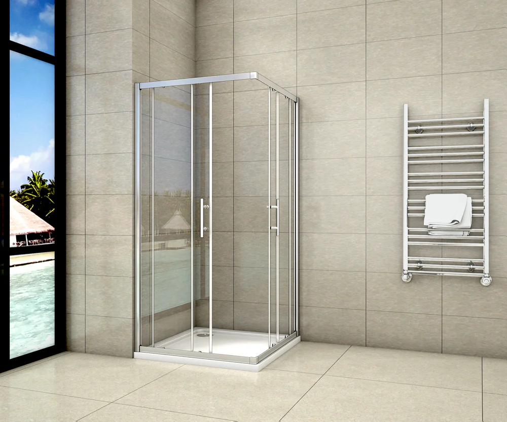 Aica 195 cm Box Doccia Angolare Doppie Porte Scorrevoli In Vetro 6mm Temperato Anticalcare Trasparente e Telaio Cromo Lucido varie dimensioni - Image 3