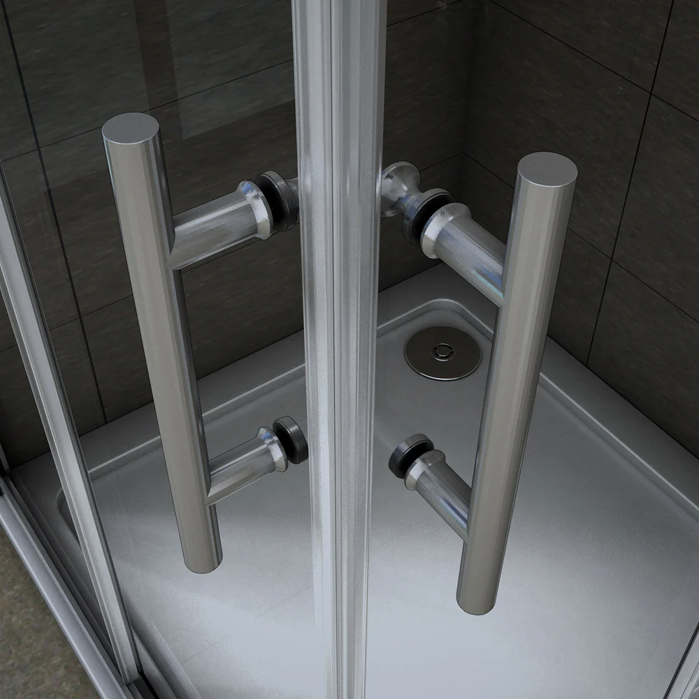 Aica 195 cm Box Doccia Angolare Doppie Porte Scorrevoli In Vetro 6mm Temperato Anticalcare Trasparente e Telaio Cromo Lucido varie dimensioni - Image 8