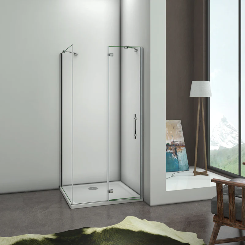 Aica 195 cm Box Doccia Angolare Porta Battente più Parete Fissa Vetro 6 mm Temperato Anticalcare Trasparente Telaio Cromo Lucido varie dimensioni - Image 2