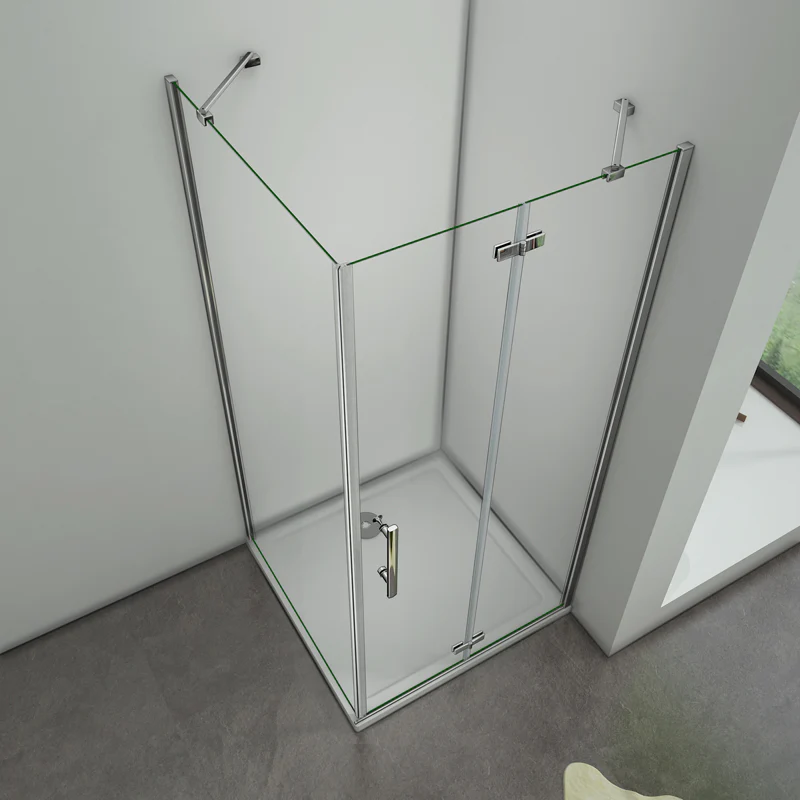 Aica 195 cm Box Doccia Angolare Porta Battente più Parete Fissa Vetro 6 mm Temperato Anticalcare Trasparente Telaio Cromo Lucido varie dimensioni - Image 4